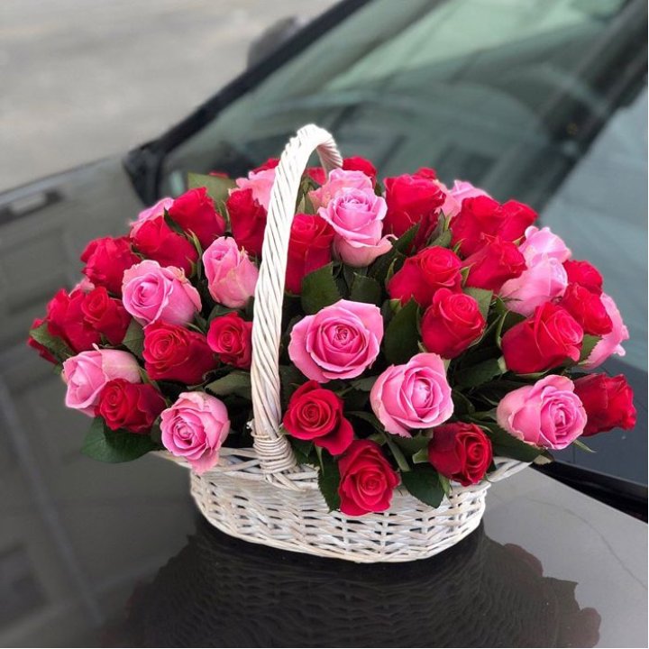 Корзина с розами  в Нижнем Тагиле
