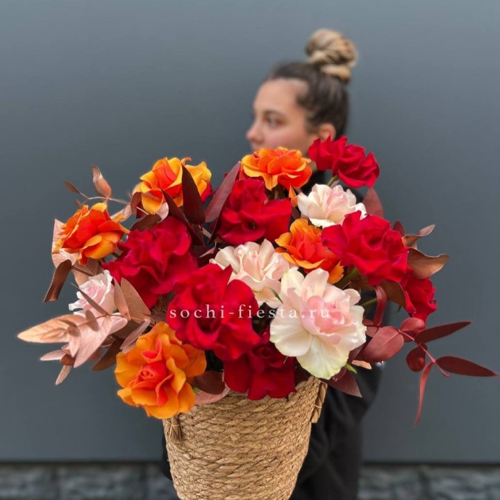 Авторский бокс "Роксана" в джутовом кашпо в Нижнем Тагиле