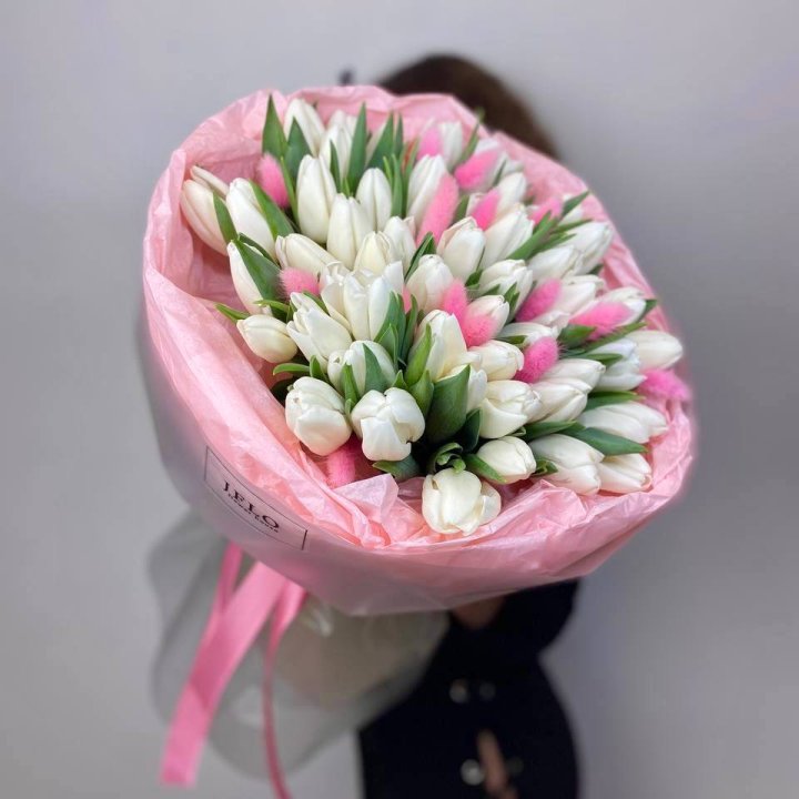 51 белый тюльпан "Рози" в Нижнем Тагиле