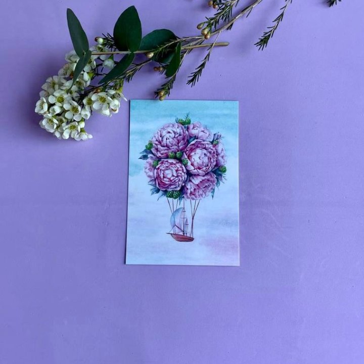 Открытка к букету "Пион" в Нижнем Тагиле