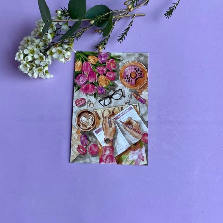 Открытка к букету "Леди на работе" в Нижнем Тагиле