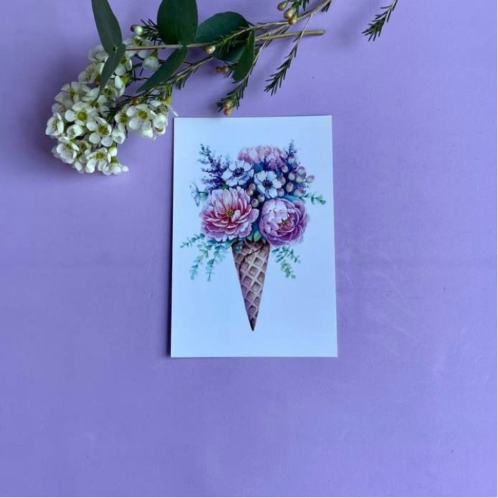 Открытка к букету "Цветочно-кремовый" в Нижнем Тагиле