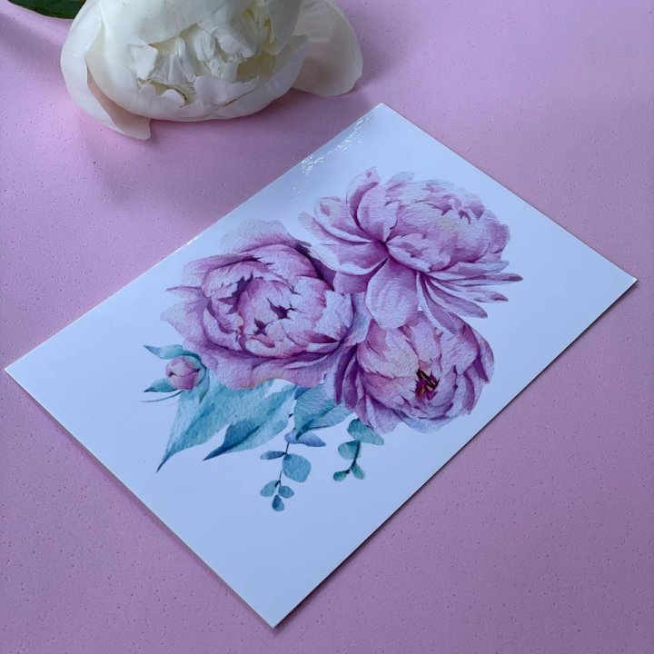 Открытка к букету "Пионы" в Нижнем Тагиле