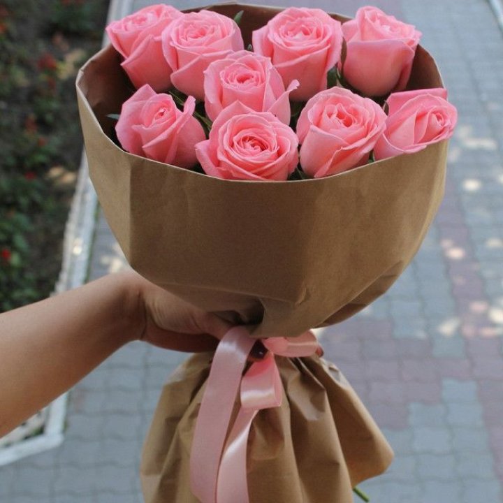 9 розовых роз в Нижнем Тагиле