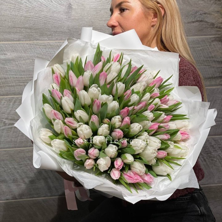 101 тюльпан нежный микс в Нижнем Тагиле